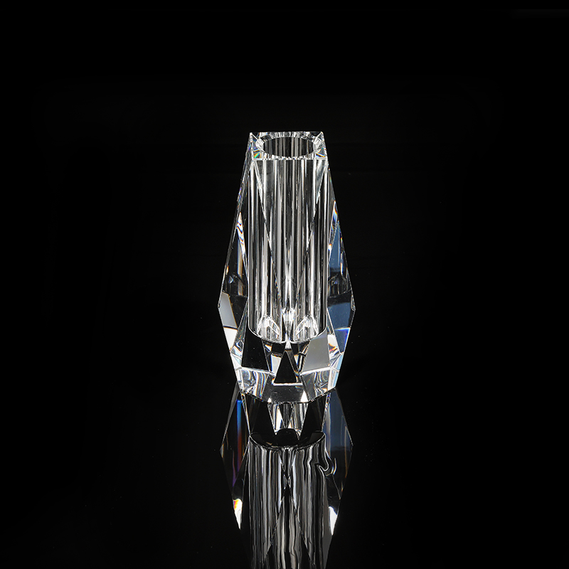 Large Faceted Crystal Vase