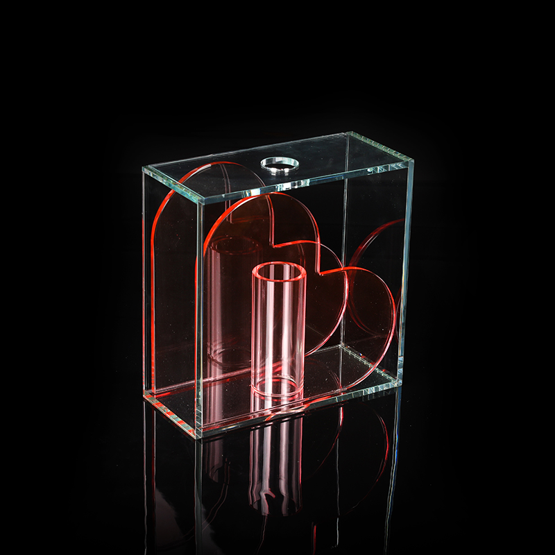 Pink Heart Shaped Crystal Glass Vase