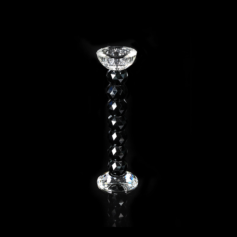 Crystal Black Faceted Ball Candle Holder