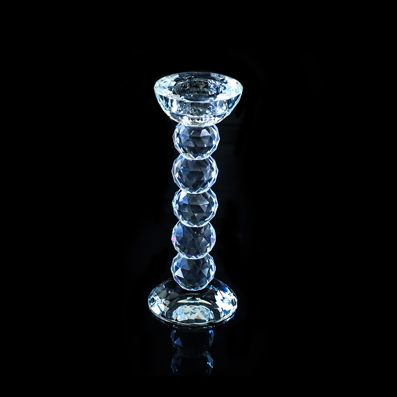 Clear Crystal Faceted Ball Candle Holder