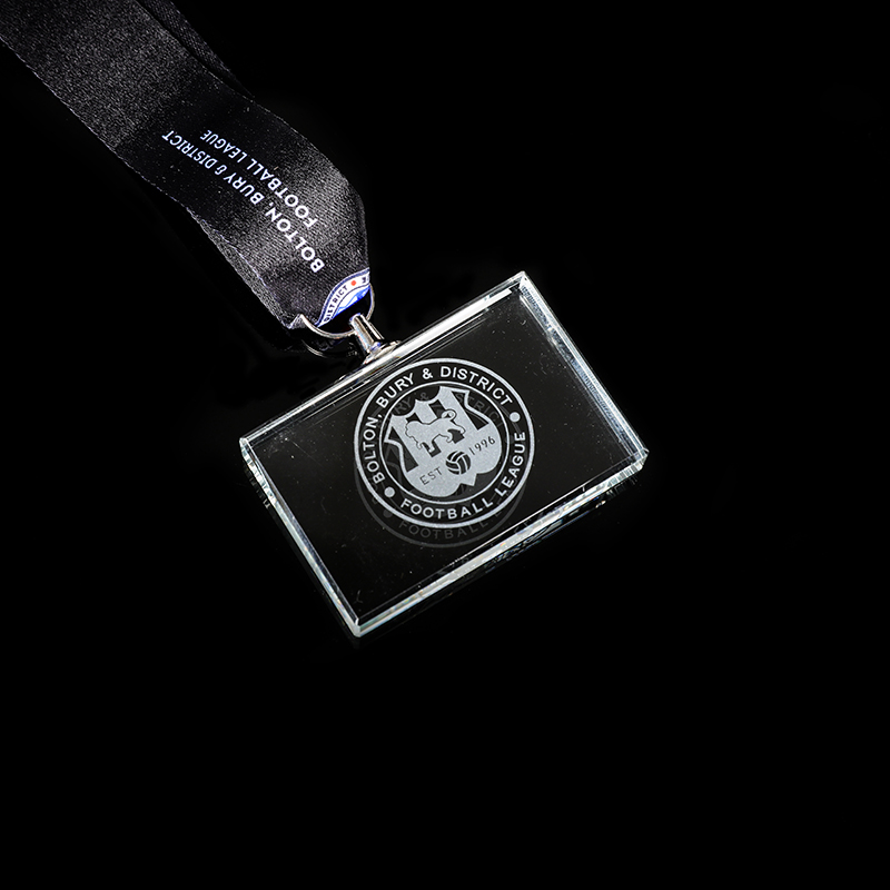 Square Engraved Crystal Glass Medal