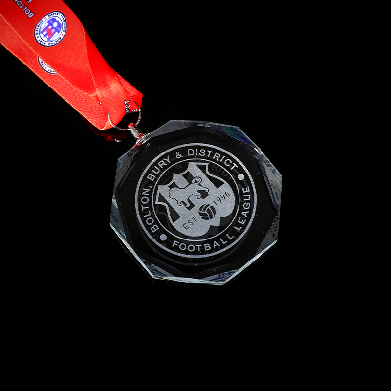 Octagonal Engraved Crystal Glass Medal