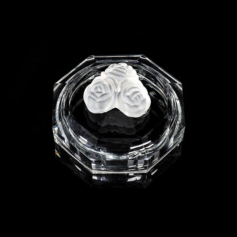 Octagonal Crystal Jewelry Box with Rose Decoration