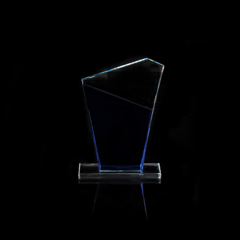 Blue And White Two-tone Glass Trophy