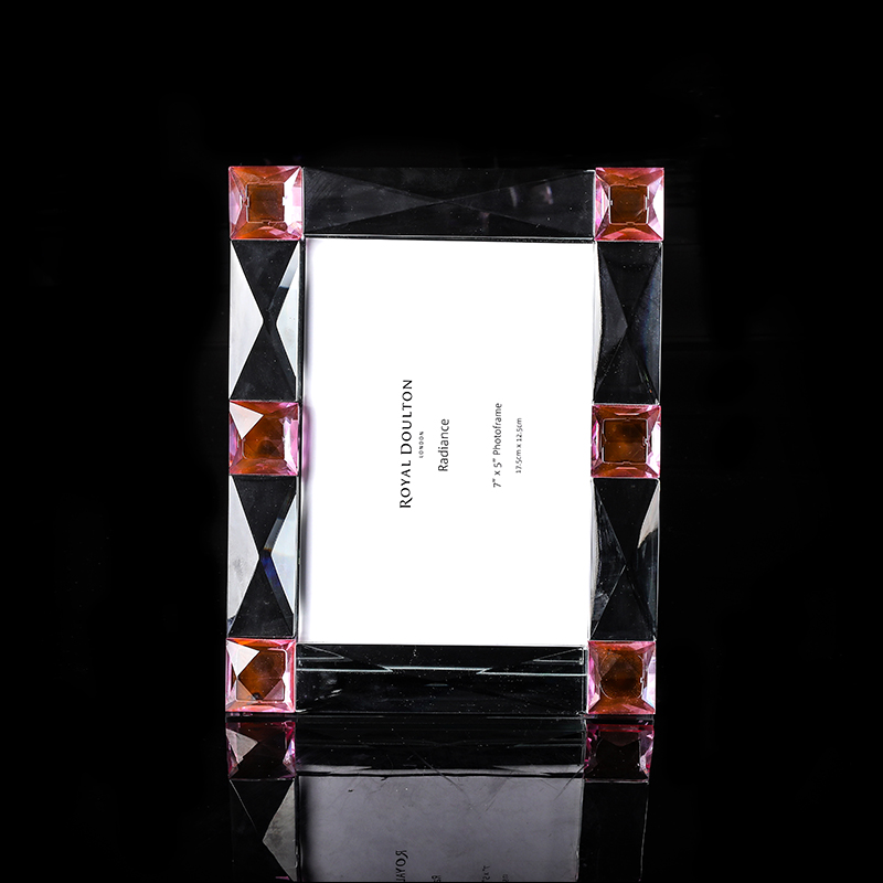 Pink And white Two-tone Crystal Faceted Photo Frame
