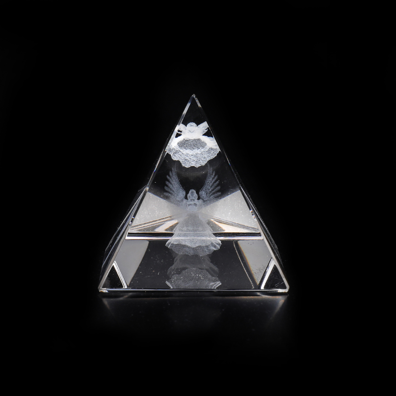 Crystal 3D Internally Carved Pyramid