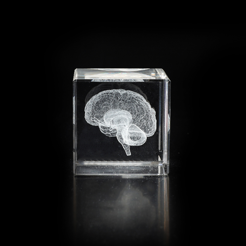 Crystal 5cm Cube 3D Brain Carved Cube Ornament