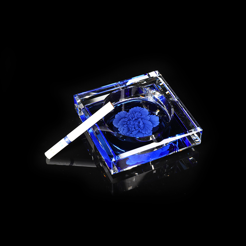 Crystal Blue Background 3D Engraved Ashtray