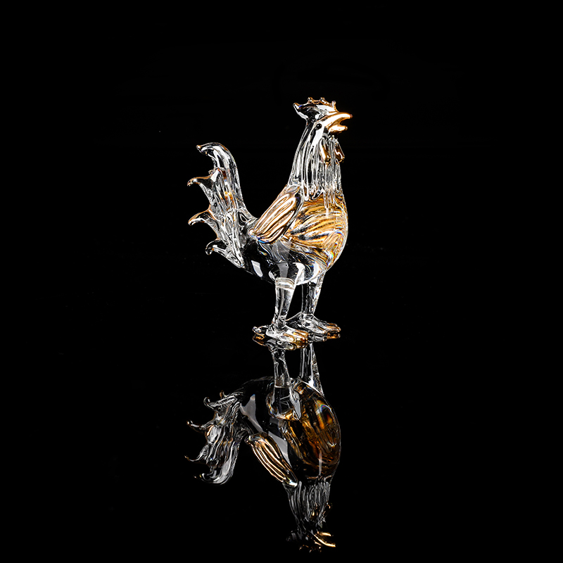 Golden Crystal Rooster Ornament